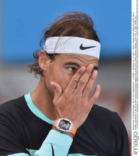 (151009) -- BEIJING, Oct. 9, 2015 -- Spain s Rafael Nadal reacts during the men s singles quarterfinal of the China Open tennis tournament against Jack Sock of the United States in Beijing, China, Oct. 9, 2015. Nadal won 2-1 and advanced to the semifinal. ) (SP)CHINA-BEIJING-TENNIS-CHINA OPEN-MEN S SINGLES-QUARTERFINAL LixWen 