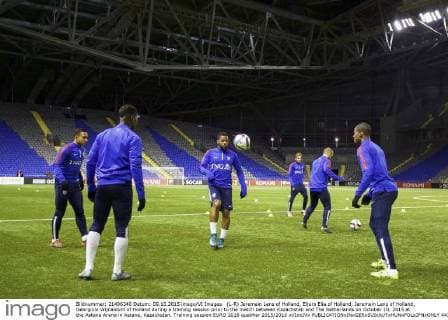(L-R) Jeremain Lens of Holland, Eljero Elia of Holland, Jeremain Lens of Holland, Georginio Wijnaldum of Holland during a training session prior to the match between Kazachstan and The Netherlands on October 10, 2015 at the Astana Arena in Astana, Kazachstan. Training session EURO 2016 qualifier 2015 2016 xVIxxIVx 4436507