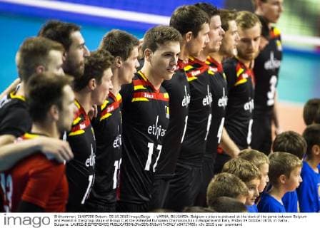 - VARNA, BULGARIA: Belgium s players pictured at the start of the game between Belgium and Poland in the group stage of Group C at the Volleybal European Championships in Bulgaria and Italy, Friday 09 October 2015, in Varna, Bulgaria. LAURIExDIEFFEMBACQ  x04717485x