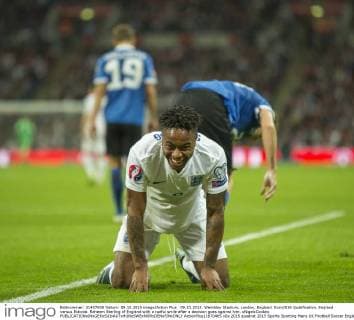09.10.2015. Wembley Stadium, London, England. Euro2016 Qualification. England versus Estonia. Raheem Sterling of England with a rueful smile after a decision goes against him. xNigelxCookex  ActionPlus11670465