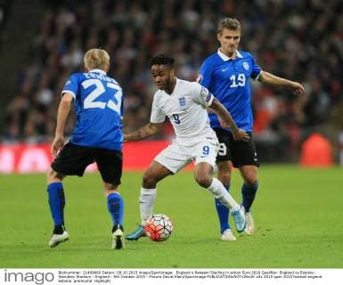 England s Raheem Sterling in action Euro 2016 Qualifier- England vs Estonia - Wembley Stadium - England - 9th October 2015 - Picture David Klein Sportimage EDITORIAL USE ONLY. No use with unauthorised audio, video, data, fixture lists, club league logos or live services. Online in-match use limited to 120 images, no video emulation. No use in betting, games or single club league player publications.