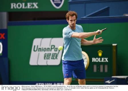 Andy Murray of Britain takes part in a training session in preparation for the 2015 Shanghai Rolex Masters tennis tournament in Shanghai, China, 10 October 2015. Andy Murray gears up for Shanghai Rolex Masters  20151010_08799