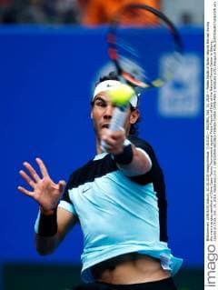 (151010) -- BEIJING, Oct. 10, 2015 -- Rafael Nadal of Spain returns the ball during the men s singles semifinal of China Open Tennis Tournament against Fabio Fognini of Italy at the National Tennis Center in Beijing, capital of China, Oct. 10, 2015. Nadal won 2-0. ) (SP)CHINA-BEIJING-TENNIS-CHINA OPEN-MEN S SINGLES (CN) WangxLili 
