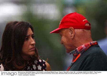 Russian Grand Prix, Sochi 08 - 11 October 2015 10.10.2015 - Free Practice 3, Fabiana Flosi (BRA), Wife of Bernie Ecclestone and Nikki Lauda (AU), Mercedes 