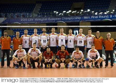 - VARNA, BULGARIA: Belgian national volleyball team pictured at the start of the game between Belgium and Belarus in the group stage of Group C at the Volleybal European Championships in Bulgaria and Italy, Saturday 10 October 2015, in Varna, Bulgaria. LAURIExDIEFFEMBACQ  x04717770x