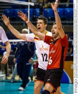 - VARNA, BULGARIA: Belgium s Gert Van Walle and Belgium s Stijn Dejonckheere celebrate during the game between Belgium and Belarus in the group stage of Group C at the Volleybal European Championships in Bulgaria and Italy, Saturday 10 October 2015, in Varna, Bulgaria. LAURIExDIEFFEMBACQ  x04717812x