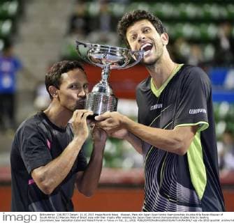 Klaasen, Melo win Japan Open tennis championships doubles title Raven Klaasen of South Africa (L) Marcelo Melo of Brazil pose with their trophy after winning the Japan Open tennis championships doubles title by beating Colombians Juan Sebastian Cabal and Robert Farah in Tokyo on Oct. 11, 2015. 