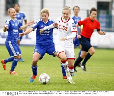 SC Sand - 1. FC Köln Angela MIGLIAZZA, SC Sand - Kristina HILD, 1. FC Koeln, Aktion quer, Fußball, Frauen, Allianz-Frauen-Bundesliga Saison 2015 2016
