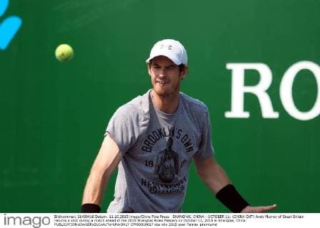 SHANGHAI, CHINA - OCTOBER 11: (CHINA OUT) Andy Murray of Great Britain returns a shot during a match ahead of the 2015 Shanghai Rolex Masters on October 11, 2015 in Shanghai, China.  CFP66018617 