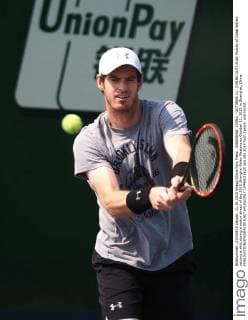 SHANGHAI, CHINA - OCTOBER 11: (CHINA OUT) Andy Murray of Great Britain returns a shot during a match ahead of the 2015 Shanghai Rolex Masters on October 11, 2015 in Shanghai, China.  CFP66018620 