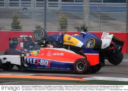 Motorsports: FIA Formula One World Championship WM Weltmeisterschaft 2015, Grand Prix of Russia, 27 Nico Hulkenberg (GER, Sahara Force India F1 Team), 9 Marcus Ericsson (SWE, Sauber F1 Team), xHOCHxZWEIx