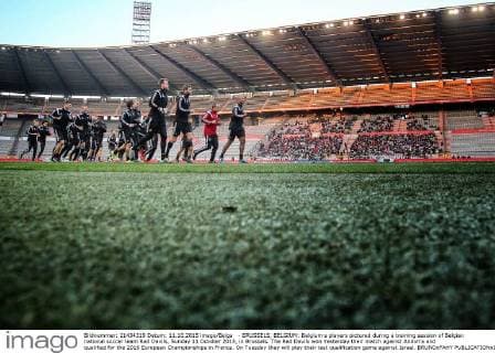 - BRUSSELS, BELGIUM: Belgium s players pictured during a training session of Belgian national soccer team Red Devils, Sunday 11 October 2015, in Brussels. The Red Devils won Yesterday their match against Andorra and qualified for the 2016 European Championships in France. On Tuesday they will play their last qualification game against Israel. BRUNOxFAHY  x04719014x