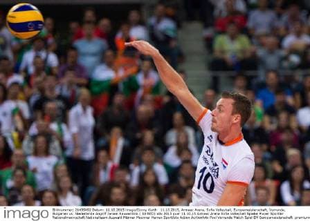 11.10.2015, Armeec Arena, Sofia Volleyball, Europameisterschaft, Vorrunde, Bulgarien vs. Niederlande Angriff Jeroen Rauwerdink ( 10 NED)