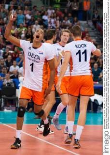 11.10.2015, Armeec Arena, Sofia Volleyball, Europameisterschaft, Vorrunde, Bulgarien vs. Niederlande Jubel Niederlande Nimir Abdel-Aziz ( 1 NED)