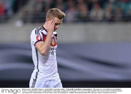 Fußball EM-Qualifikation Deutschland - Georgien am 11.10.2015 in der Red Bull Arena in Leipzig Marco Reus ( Deutschland ) nach einer vergebenen Torchance xTTx