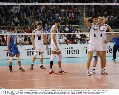 Aktuell Volleyball, EM, Frankreich - Italien Oct. 11, 2015 - Turin, Italy - the italia team during the european championships man match between francia and italia at palavela of turin on october 11, 2015 in torino, italy. Euro volley 2015: Francia v Italy  - ZUMAn230