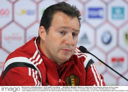 - BRUSSELS, BELGIUM: Belgium s head coach Marc Wilmots pictured during a press conference PK Pressekonferenz of Belgian national soccer team Red Devils, Monday 12 October 2015, in Brussels. The Red Devils won their match against Andorra and qualified for the 2016 European Championships in France. Tomorrow they will play their last qualification game against Israel in Brussels. BRUNOxFAHY  x04719174x