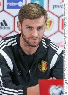- BRUSSELS, BELGIUM: Belgium s Nicolas Lombaerts pictured during a press conference PK Pressekonferenz of Belgian national soccer team Red Devils, Monday 12 October 2015, in Brussels. The Red Devils won their match against Andorra and qualified for the 2016 European Championships in France. Tomorrow they will play their last qualification game against Israel in Brussels. BRUNOxFAHY  x04719196x