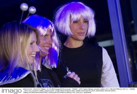 TENNIS - WTA Tennis Damen Generali Ladies 2015 LINZ,AUSTRIA,12.OCT.15 - TENNIS - WTA Tour, Generali Ladies, players party. Image shows Barbara Haas, Sandra Klemenschits (AUT) and Andrea Petkovic (GER). GEPAxpictures xMatthiasxHauer