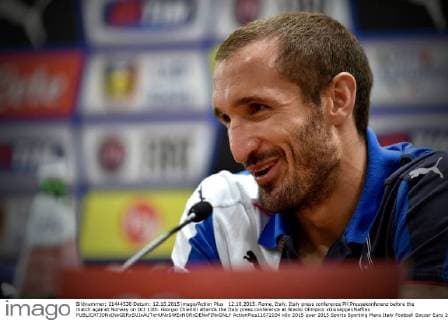 12.10.2015. Rome, Italy. Italy press conference PK Pressekonferenz before the match against Norway on Oct 13th. Giorgio Chiellini attends the Italy press conference at Stadio Olimpico xGiuseppexMaffiax  ActionPlus11672034