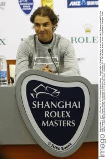 Rafael Nadal of Spain smiles at a press conference PK Pressekonferenz for the 2015 Shanghai Rolex Masters tennis tournament in Shanghai, China, 13 October 2015. Rafael Nadal attends press conference at Shanghai Rolex Masters  20151013_33710