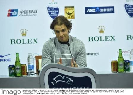 Rafael Nadal of Spain speaks at a press conference PK Pressekonferenz for the 2015 Shanghai Rolex Masters tennis tournament in Shanghai, China, 13 October 2015. Rafael Nadal attends press conference at Shanghai Rolex Masters  20151013_50147
