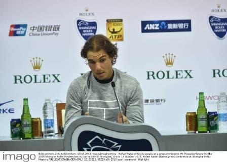 Rafael Nadal of Spain speaks at a press conference PK Pressekonferenz for the 2015 Shanghai Rolex Masters tennis tournament in Shanghai, China, 13 October 2015. Rafael Nadal attends press conference at Shanghai Rolex Masters  20151013_65229