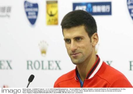 Novak Djokovic of Serbia attends a press conference PK Pressekonferenz for the 2015 Shanghai Rolex Masters tennis tournament in Shanghai, China, 13 October 2015. Novak Djokovic attends press conference at Shanghai Rolex Masters  pbu344560_08