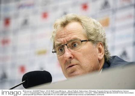 Aktuell Fußball, Nationalteam Schweden, Pressekonferenz von Nationaltrainer Hamren , 151013 Förbundskapten Erik Hamren in Stockholm  Copyright: LINNEAxRHEBORG BB151013LN009