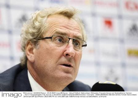 Aktuell Fußball, Nationalteam Schweden, Pressekonferenz von Nationaltrainer Hamren , 151013 Förbundskapten Erik Hamren in Stockholm  Copyright: LINNEAxRHEBORG BB151013LN012