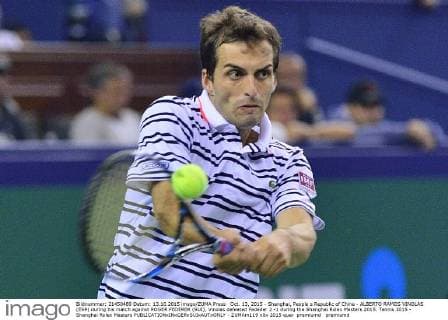 Oct. 13, 2015 - Shanghai, People s Republic of China - ALBERTO RAMOS VINOLAS (ESP) during his match against ROGER FEDERER (SUI), Vinolas defeated Fededer 2 -1 during the Shanghai Rolex Masters 2015. Tennis 2015 - Shanghai Rolex Masters  - ZUMAm119