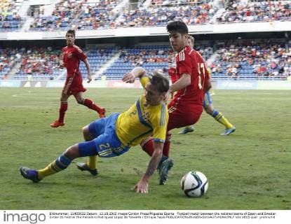 Football match between the national teams of Spain and Sweden Under-21 held at the Heliodoro Rodriguez Lopez de Tenerife Enrique Tapia 