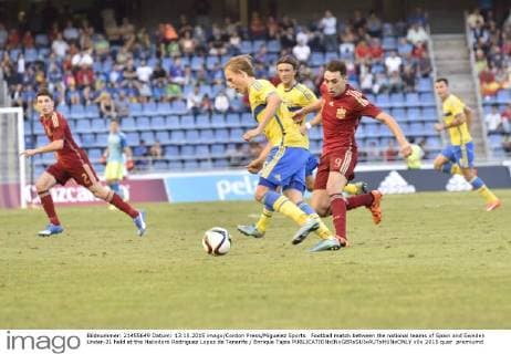 Football match between the national teams of Spain and Sweden Under-21 held at the Heliodoro Rodriguez Lopez de Tenerife Enrique Tapia 