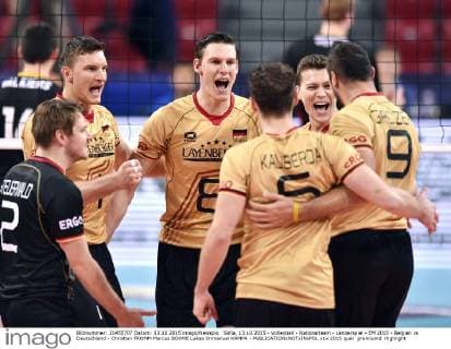 Sofia, 13.10.2015 - Volleyball - Nationalteam - Länderspiel - EM 2015 - Belgien vs Deutschland - Christian FROMM Marcus BOHME Lukas Immanuel KAMPA - 