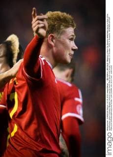 - BRUSSELS, BELGIUM: Belgium s Kevin De Bruyne celebrates during a Euro 2016 qualification game between Belgian national soccer team Red Devils and Israel, Tuesday 13 October 2015, in Brussels. VIRGINIExLEFOUR  x04720249x