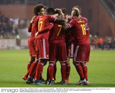 - BRUSSELS, BELGIUM: Belgium s players celebrate during a Euro 2016 qualification game between Belgian national soccer team Red Devils and Israel, Tuesday 13 October 2015, in Brussels. VIRGINIExLEFOUR  x04720250x
