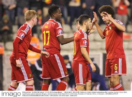 - BRUSSELS, BELGIUM: Belgium s Eden Hazard celebrates after scoring during a Euro 2016 qualification game between Belgian national soccer team Red Devils and Israel, Tuesday 13 October 2015, in Brussels. VIRGINIExLEFOUR  x04720267x
