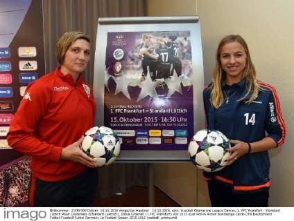14.10.2015, xjhx, Fussball Champions League Damen, 1. FFC Frankfurt - Standard Lüttich Maud Coutereels (Standard Luettich), Jackie Groenen (1.FFC Frankfurt)