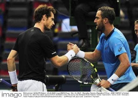 Oct. 14, 2015 - Shanghai, People s Republic of China - ANDY MURRAY of United kingdom (L) after the match against STEVE JOHNSON (USA) (R) during the Shanghai Rolex Masters Tennis Tournament. Tennis 2015 - Shanghai Rolex Masters  - ZUMAm119