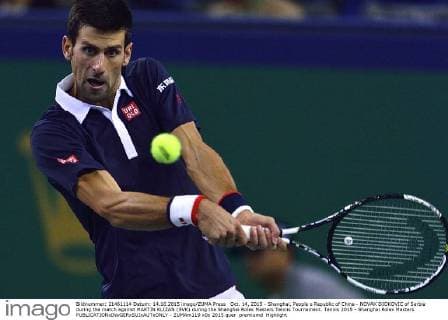 Oct. 14, 2015 - Shanghai, People s Republic of China - NOVAK DJOKOVIC of Serbia during the match against MARTIN KLIZAN (SVK) during the Shanghai Rolex Masters Tennis Tournament. Tennis 2015 - Shanghai Rolex Masters  - ZUMAm119