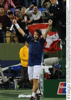 Stanislas Wawrinka of Switzerland reacts after defeating Marin Cilic of Croatia in their third round match of the men s singles during the 2015 Shanghai Rolex Masters tennis tournament in Shanghai, China, 15 October 2015. Stanislas Wawrinka of Switzerland defeated Marin Cilic of Croatia 2-1 (7-5 6-7 6-4) in their third round match of the men s singles during the 2015 Shanghai Rolex Masters tennis tournament in Shanghai, China, 15 October 2015. Stanislas Wawrinka knocks out Marin Cilic at Shanghai Rolex Masters  pbu345852_10