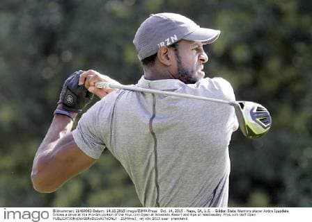 Oct. 14, 2015 - Napa, CA, U.S. - Golden State Warriors player Andre Iguodala follows a drive at the Pro-Am portion of the Frys.com Open at Silverado Resort and Spa on Wednesday. Frys.com Golf Open - ZUMAna3_