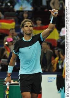 Rafael Nadal of Spain reacts after defeating Stanislas Wawrinka of Switzerland in their quarter-final match of the men s singles during the 2015 Shanghai Rolex Masters tennis tournament in Shanghai, China, 16 October 2015. Rafael Nadal of Spain defeated Stanislas Wawrinka of Switzerland 2-0 (6-2 6-1) in their quarter-final match of the men s singles during the 2015 Shanghai Rolex Masters tennis tournament in Shanghai, China, 16 October 2015. Rafael Nadal ousts Stanislas Wawrinka to advance to semi-final at Shanghai Rolex Masters  pbu346235_20