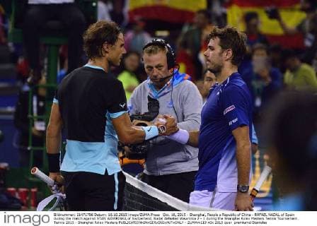 Oct. 16, 2015 - Shanghai, People s Republic of China - RAFAEL NADAL of Spain during the match against STAN WAWRINKA of Switzerland, Nadal defeated Wawrinka 2 - 1 during the Shanghai Rolex Masters Tennis Tournament. Tennis 2015 - Shanghai Rolex Masters  - ZUMAm119