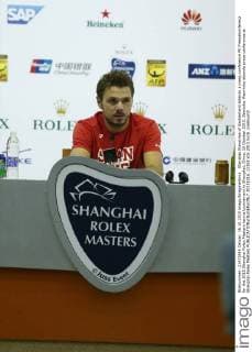 Stanislas Wawrinka of Switzerland attends a press conference PK Pressekonferenz for the 2015 Shanghai Rolex Masters tennis tournament in Shanghai, China, 16 October 2015. Stanislas Wawrinka attends press conference at Shanghai Rolex Masters  20151016_12153