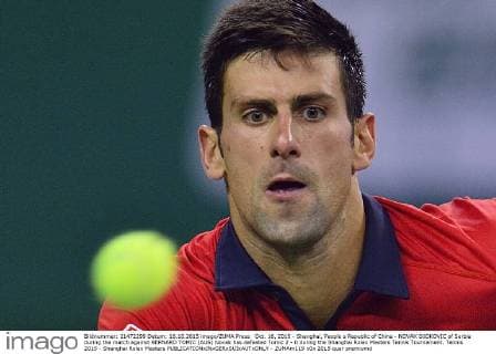 Oct. 16, 2015 - Shanghai, People s Republic of China - NOVAK DJOKOVIC of Serbia during the match against BERNARD TOMIC (AUS) Novak has defeated Tomic 2 - 0 during the Shanghai Rolex Masters Tennis Tournament. Tennis 2015 - Shanghai Rolex Masters  - ZUMAm119