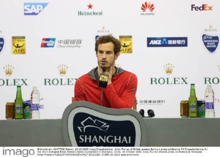 Andy Murray of Britain speaks during a press conference PK Pressekonferenz for the 2015 Shanghai Rolex Masters tennis tournament in Shanghai, China, 16 October 2015. Andy Murray attends press conference at Shanghai Rolex Masters  20151016_37246