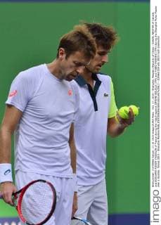 Oct. 17, 2015 - Shanghai, People s Republic of China - DANIEL NESTOR of Canada and EDOUARD ROGER VASSELIN of France during the match against SIMONE BOLELLI (ITA) and FABIO FOGNINI (ITA) during the Shanghai Rolex Master men s doubles. Tennis 2015 - Shanghai Masters  - ZUMAm119