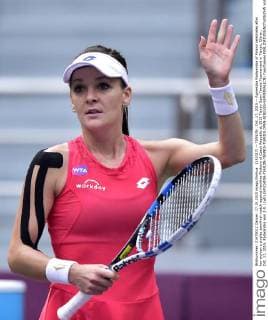 (151017) -- TIANJIN , Oct. 17, 2015 -- Agnieszka Radwanska of Poland celebrates after her women s singles semifinal match against Karolina Pliskova of Czech Republic at 2015 Tianjin Open Tennis Tournament in Tianjin, China , Oct. 17, 2015. Radwanska won 2-0.) (wll) (SP)CHINA-TIANJIN-TENNIS-TIANJIN OPEN-SINGLES-SEMIFINAL(CN) YuexYuewei 