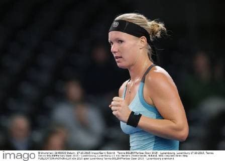 Tennis BGLBNPParibas Open 2015 - Luxembourg, Luxemburg 17.10.2015, Tennis Tennis BGLBNPParibas Open 2015 - Luxembourg, Luxemburg v.l. Kiki Bertens (Niederlande, Holland, NED) bejubelt ihren Sieg 